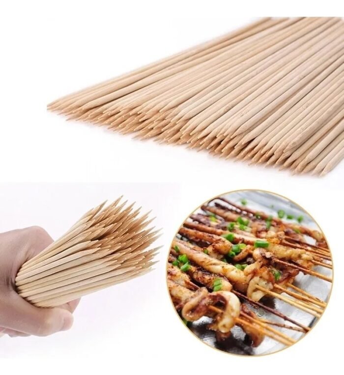 KIT 1000 Espetinhos 25 cm de Bambu Afiado Espeto Churrasco Artesanato Descartável Alta Qualidade