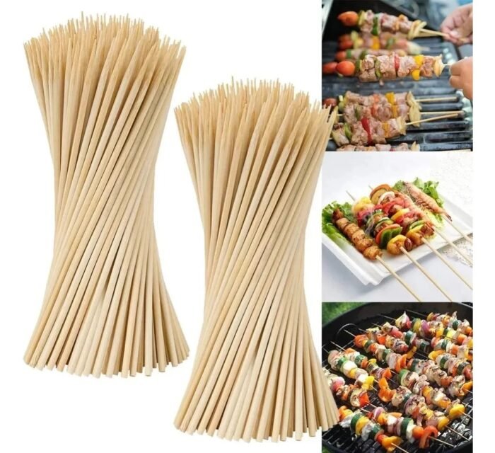 KIT 1000 Espetinhos 25 cm de Bambu Afiado Espeto Churrasco Artesanato Descartável Alta Qualidade
