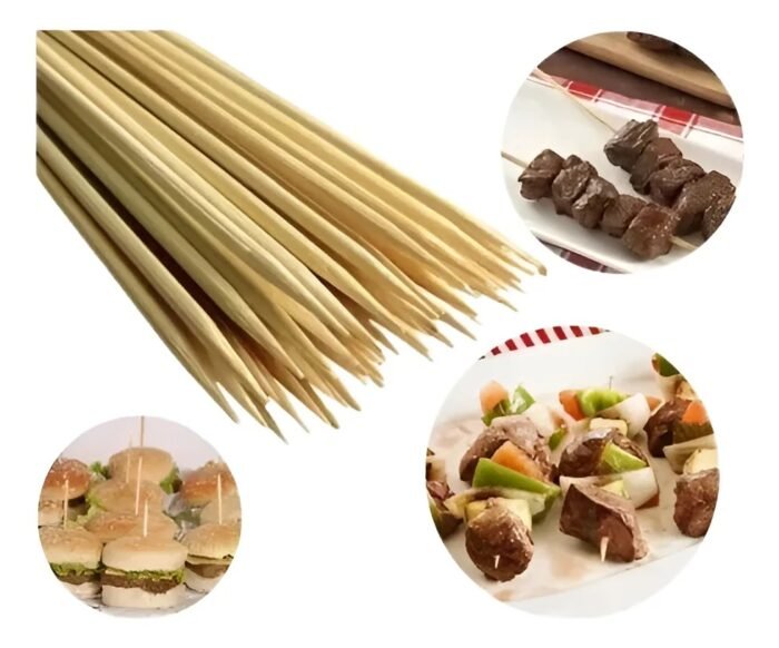 KIT 1000 Espetinhos 25 cm de Bambu Afiado Espeto Churrasco Artesanato Descartável Alta Qualidade